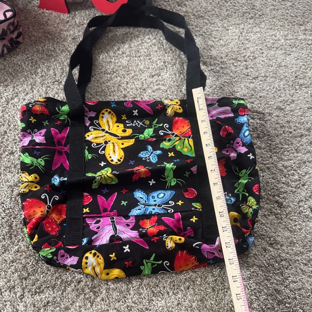 Black Butterfly Print Tote Bag